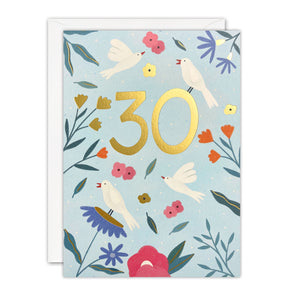 Age 30 Birds Birthday Card by James Ellis