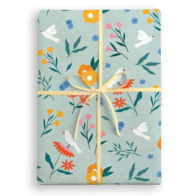 Birds and Flowers Wrapping Paper by James Ellis