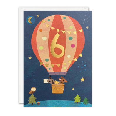 Age 6 Balloon Birthday Card by James Ellis