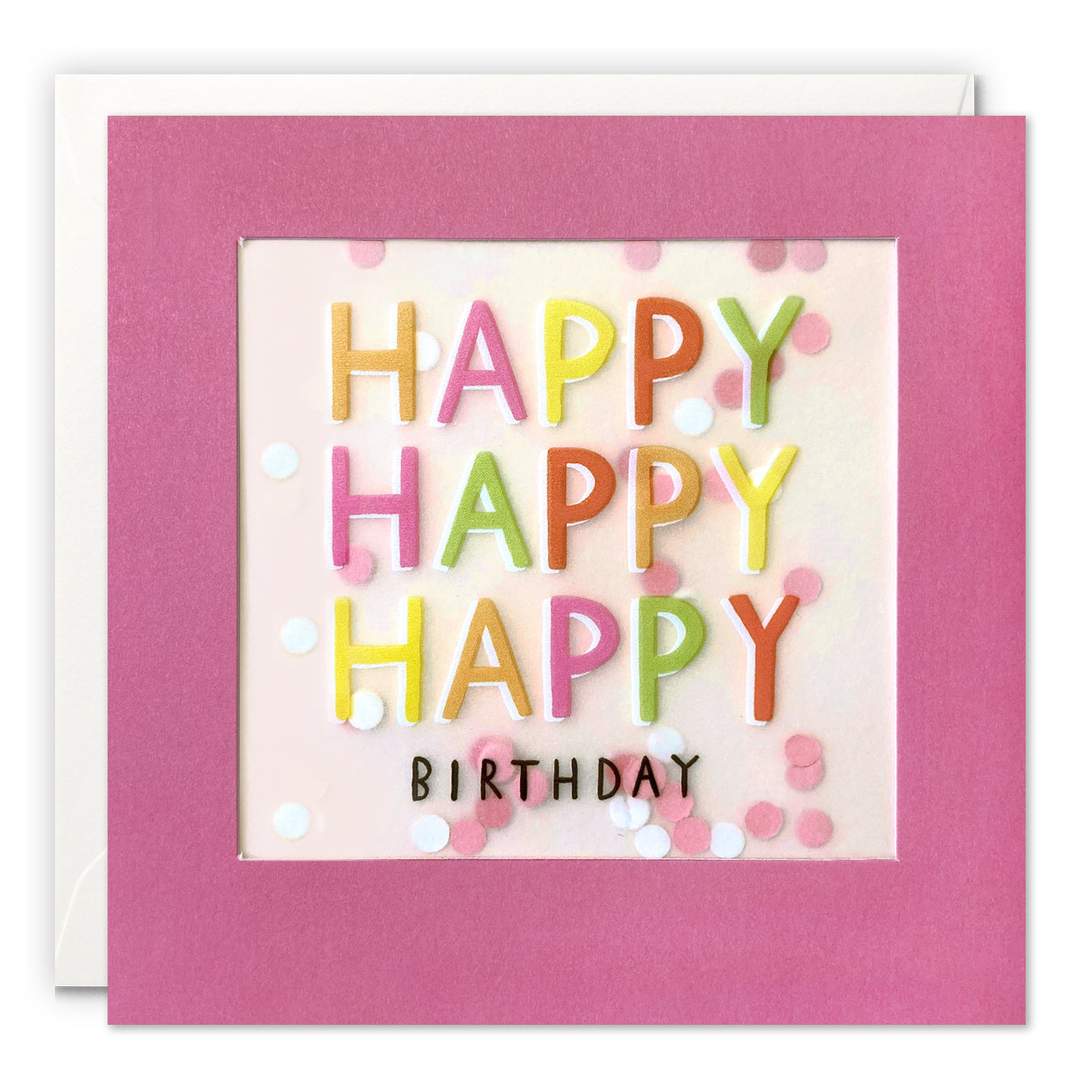 Happy Happy Happy Birthday Card with Paper Confetti - Paper Shakies by