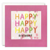 Happy Happy Happy Birthday Card with Paper Confetti - Paper Shakies by James Ellis