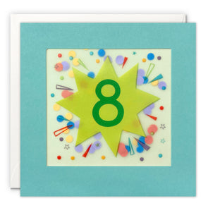 Age 8 Star Birthday Card with Paper Confetti - Paper Shakies by James Ellis