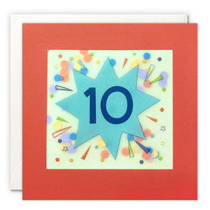Age 10 Star Birthday Card with Paper Confetti - Paper Shakies by James Ellis