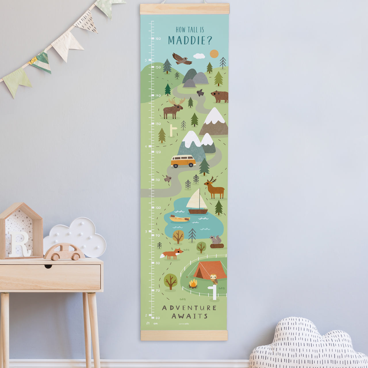 Adventure Awaits Canvas and Wood Height Chart