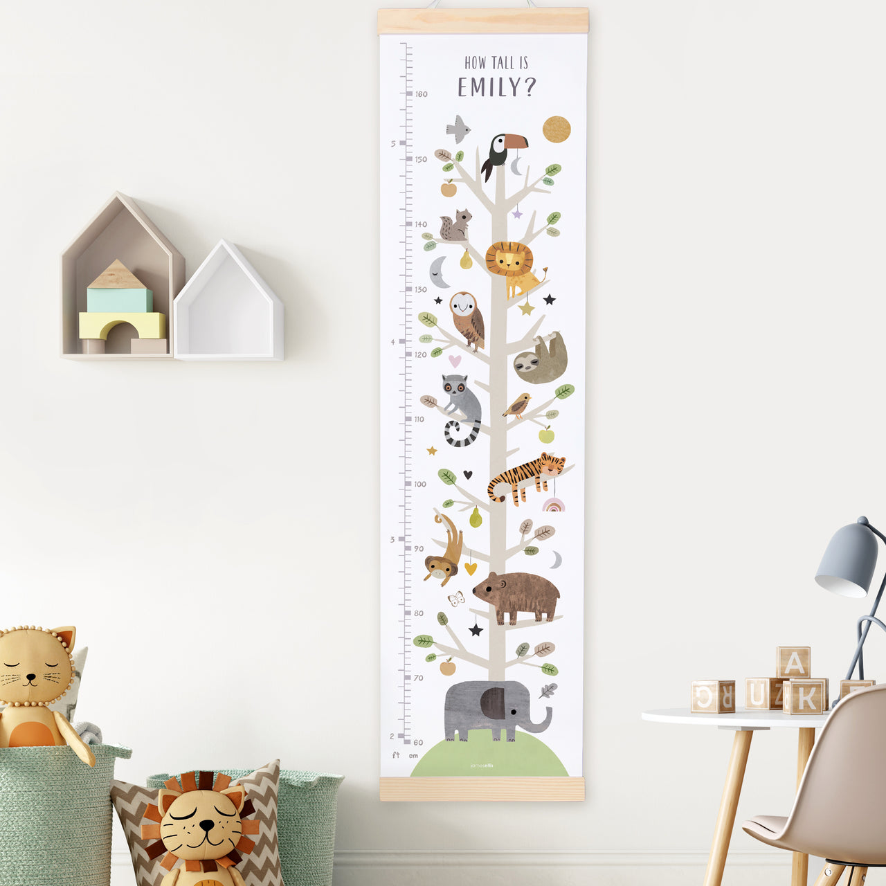 Animal Tree Canvas and Wood Height Chart