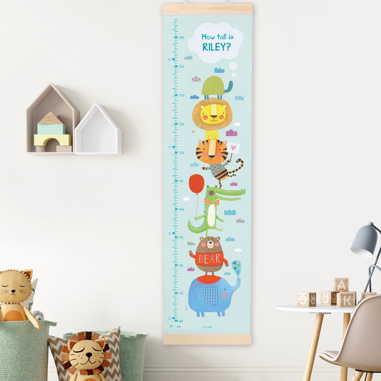 Animal Canvas and Wood Height Chart