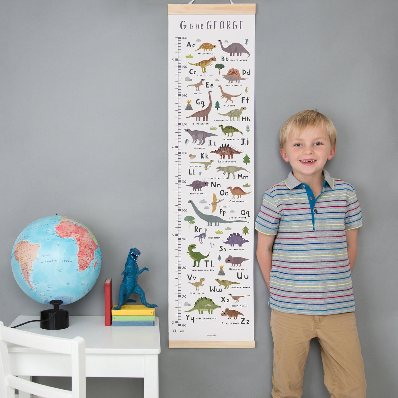 Dinosaur Alphabet Canvas and Wood Height Chart