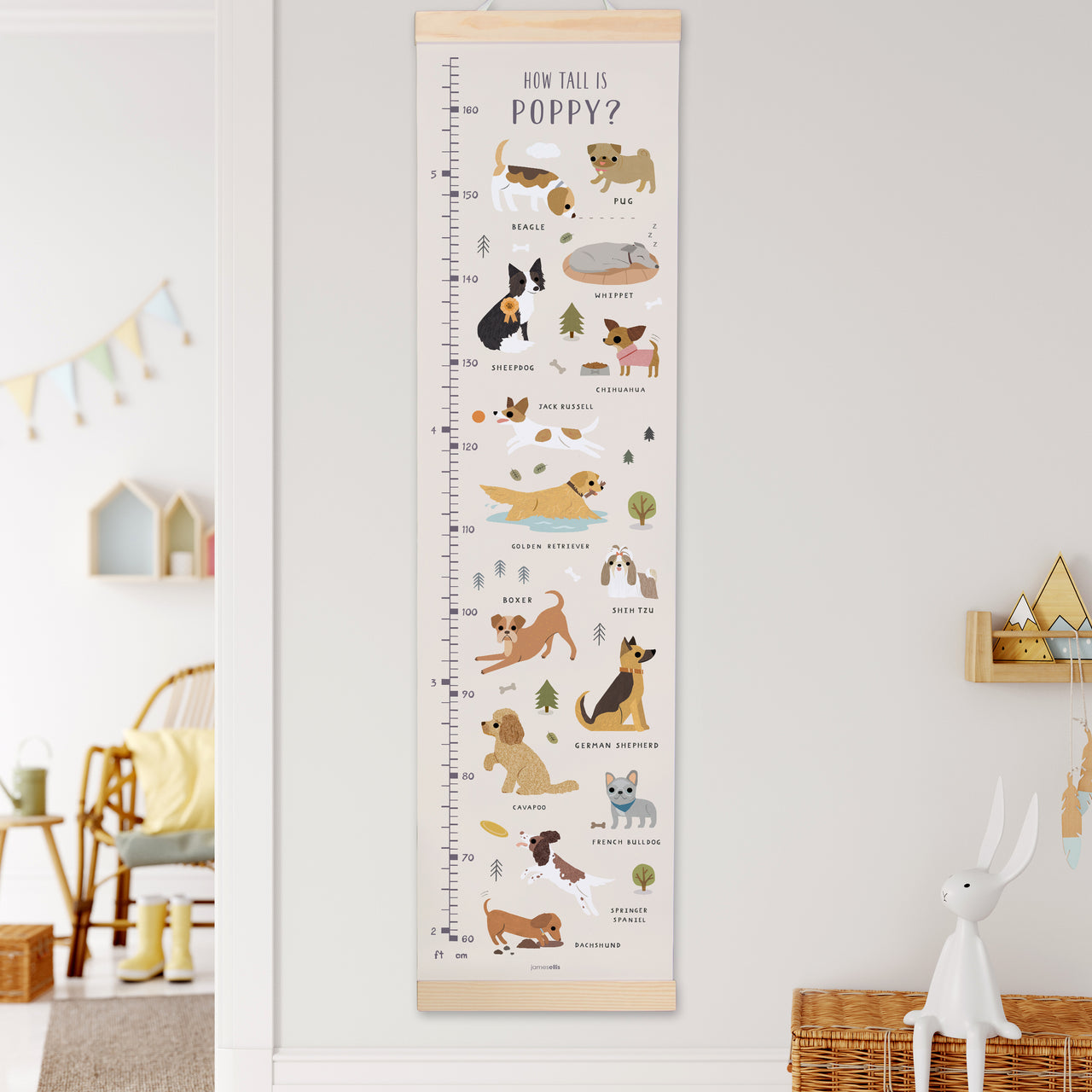 Dogs Canvas and Wood Height Chart