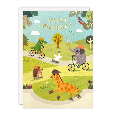 Animals on Wheels Birthday Card by James Ellis