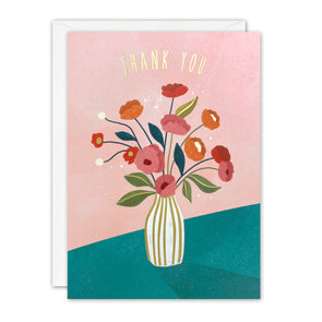 Vase of Flowers Thank You Card by James Ellis