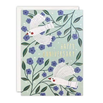 Birds and Flowers Anniversary Card by James Ellis