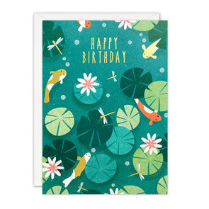 Koi Pond Birthday Card by James Ellis