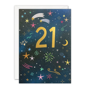 Age 21 Fireworks Birthday Card by James Ellis