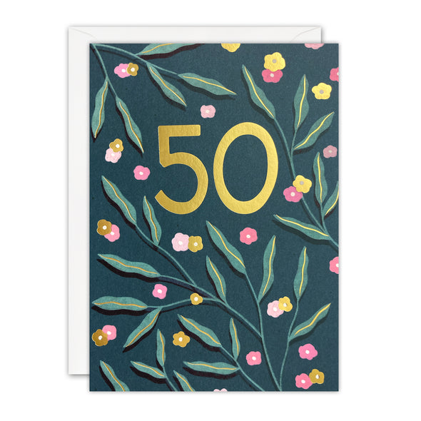 Age 50 Botanical Birthday Card by James Ellis