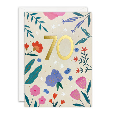 Age 70 Flowers Birthday Card by James Ellis