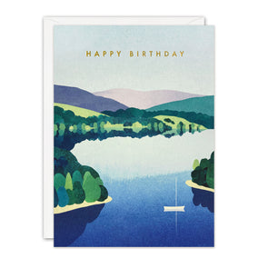 Blue Lake Birthday Card by James Ellis