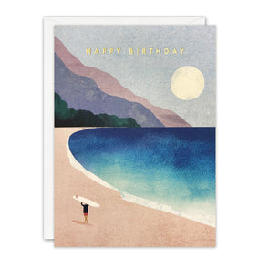 Surf Beach Birthday Card by James Ellis