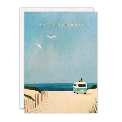 Campervan View Birthday Card by James Ellis