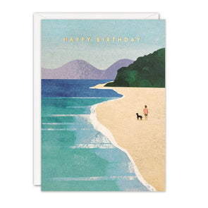 Beach Walk Birthday Card by James Ellis