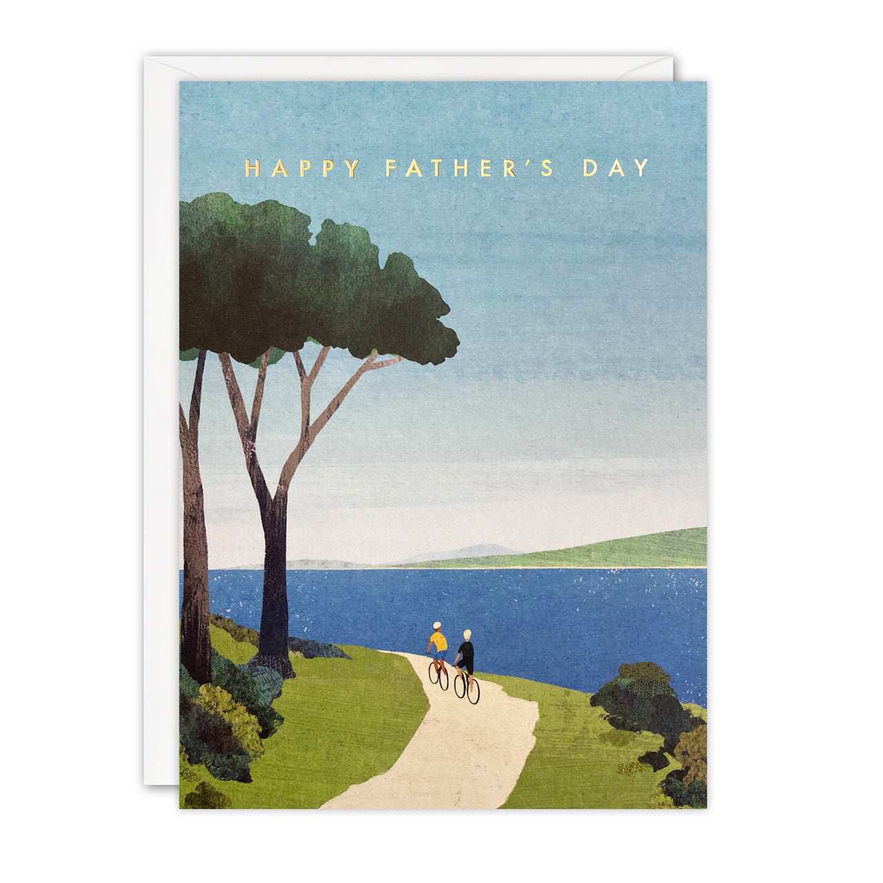 Cycling by the Sea Father’s Day Card by James Ellis