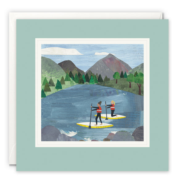 Paddle Boarder Lake Art Card by Christina Carpenter