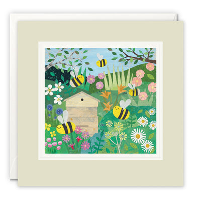 Beehive Garden Art Card by Christina Carpenter