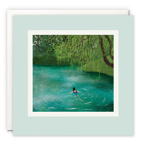 Swimming Pond Art Card by Rachel Victoria Hillis