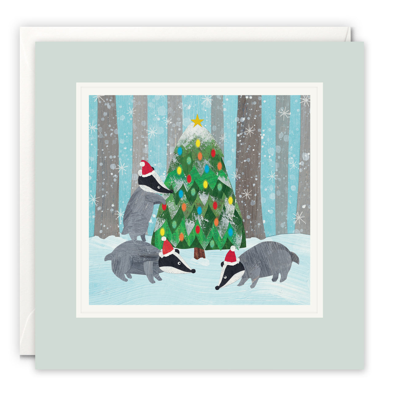 Christmas Badgers Art Card by Christina Carpenter