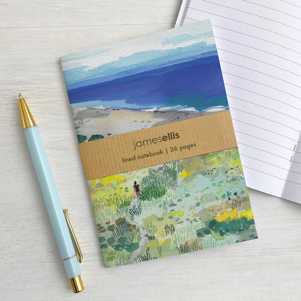 Down to the Beach A6 Lined Notebook by James Ellis