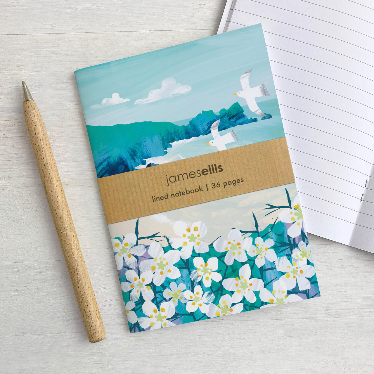 Blackthorn Blossom A6 Lined Notebook by James Ellis