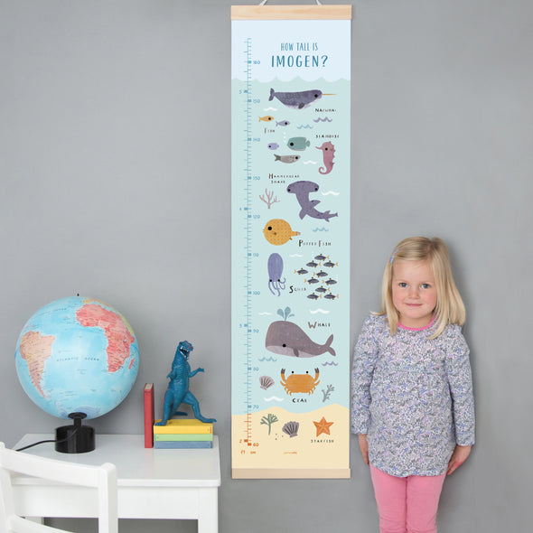 Ocean Canvas and Wood Height Chart