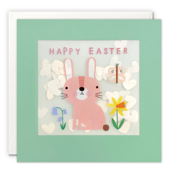 Pink Bunny Easter Card with Paper Confetti - Paper Shakies by James Ellis