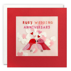 Birds Ruby Anniversary Card with Paper Confetti - Paper Shakies by James Ellis