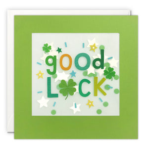 Clovers and Stars Good Luck Card with Paper Confetti - Paper Shakies by James Ellis