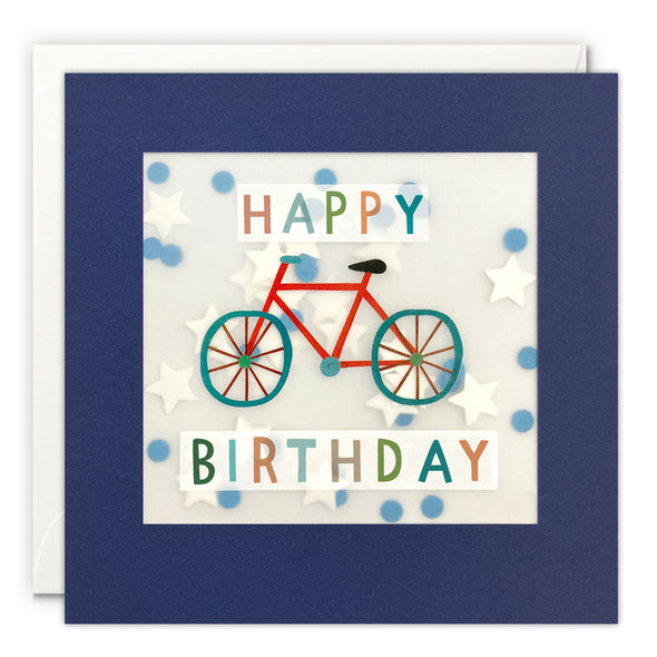 Red Bike Birthday Card with Paper Confetti - Paper Shakies by James Ellis