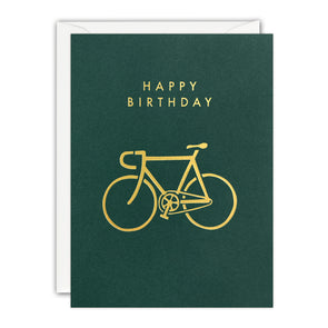 Gold Bike Mini Birthday Card by James Ellis