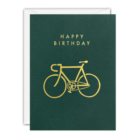 Gold Bike Birthday Card by James Ellis