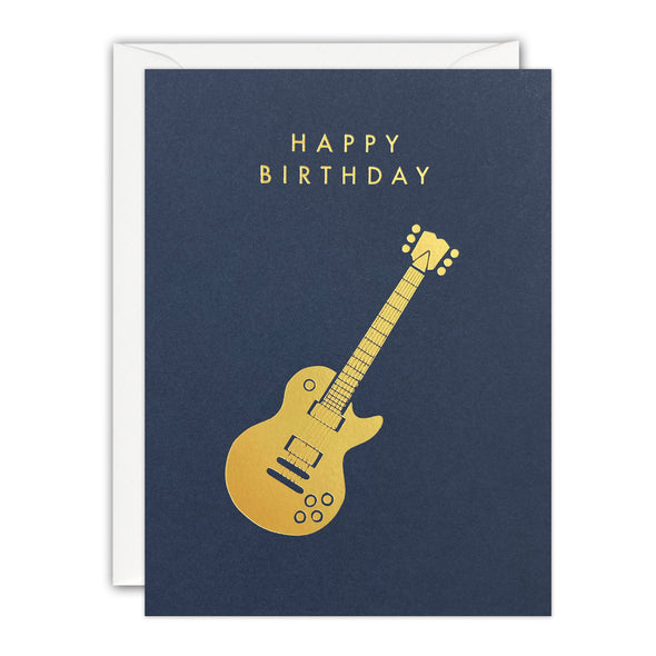 Gold Guitar Birthday Card by James Ellis