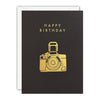 Gold Camera Mini Birthday Card by James Ellis