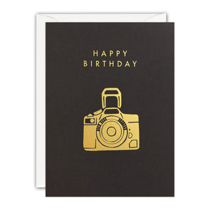 Gold Camera Birthday Card by James Ellis