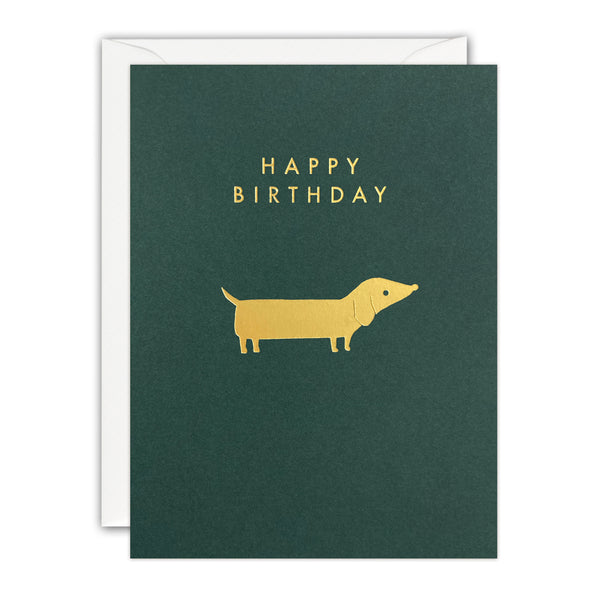 Gold Dachshund Birthday Card by James Ellis
