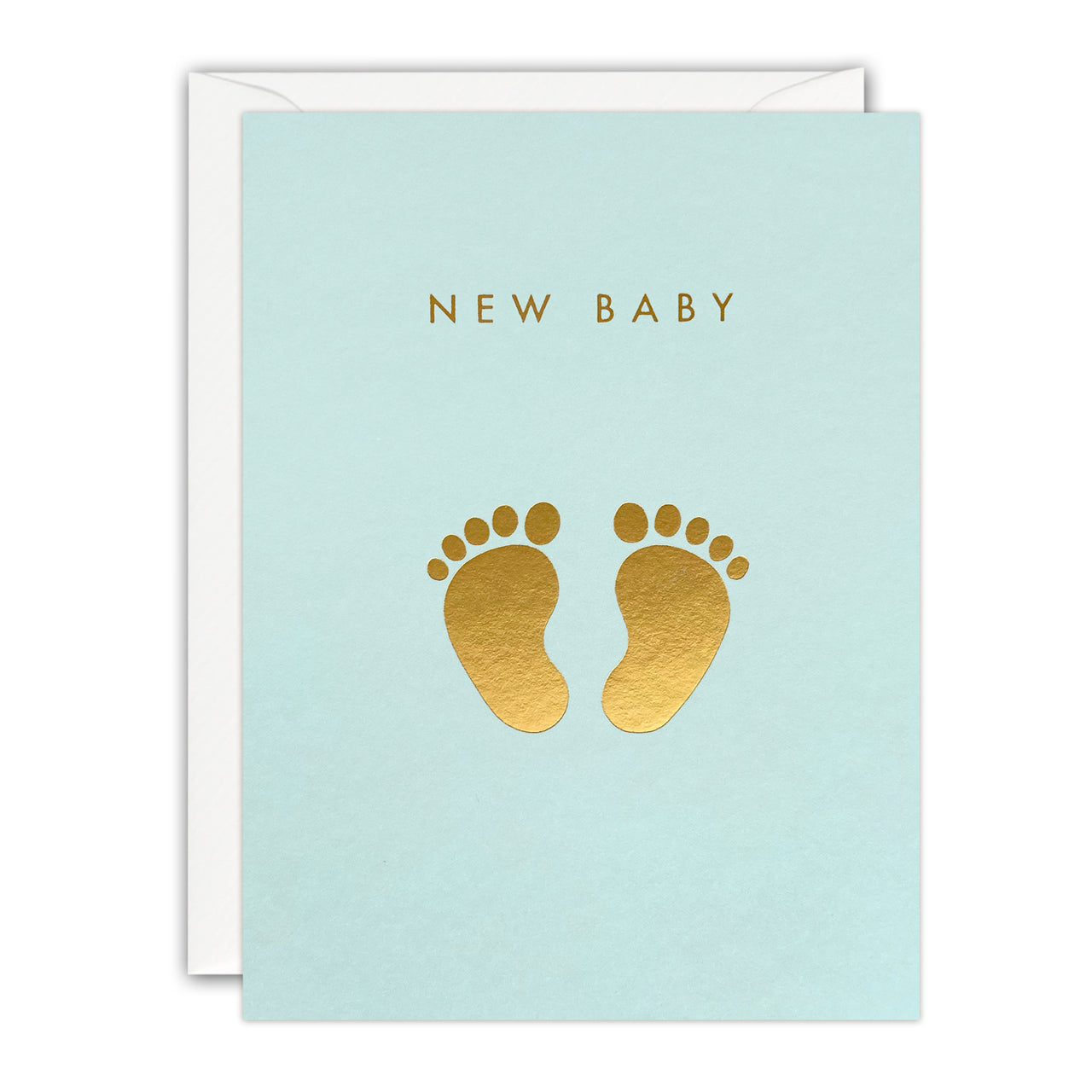 Gold Feet Mini New Baby Card in Blue by James Ellis