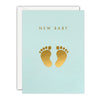 Gold Feet New Baby Card in Blue by James Ellis