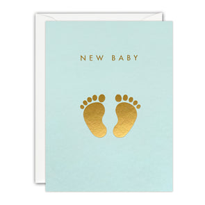 Gold Feet Mini New Baby Card in Blue by James Ellis