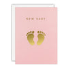 Gold Feet Mini New Baby Card in Pink by James Ellis