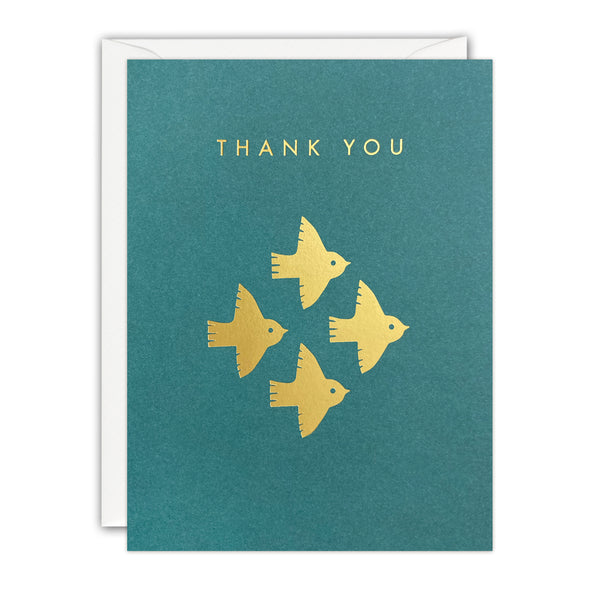Gold Birds Thank You Card by James Ellis