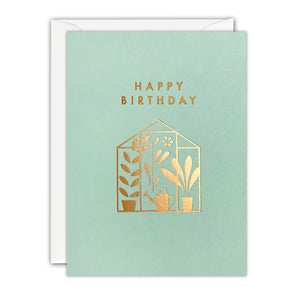 Gold Greenhouse Birthday Card by James Ellis