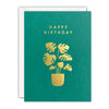 Gold Monstera Plant Mini Birthday Card by James Ellis