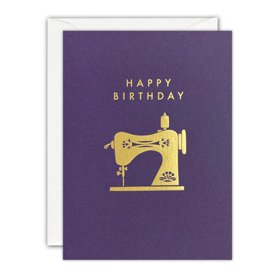 Gold Sewing Machine Mini Birthday Card by James Ellis