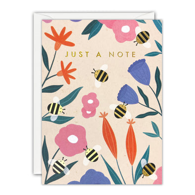 Bees and Flowers Mini Just a Note Card by James Ellis